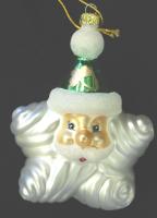 GLASS IRISH STAR SANTA ORN 3 PC SET